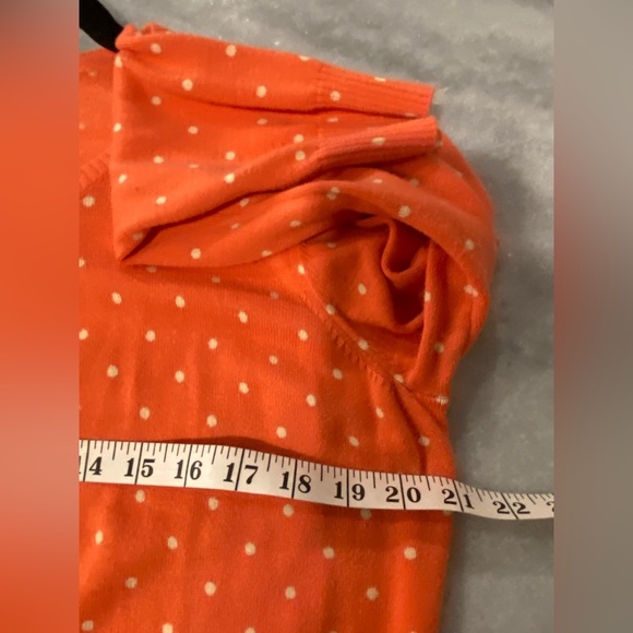 L.L. Bean Size M Orange Polka Dot Supima Cotton Lightweight Button Down Cardigan - Picture 9 of 11